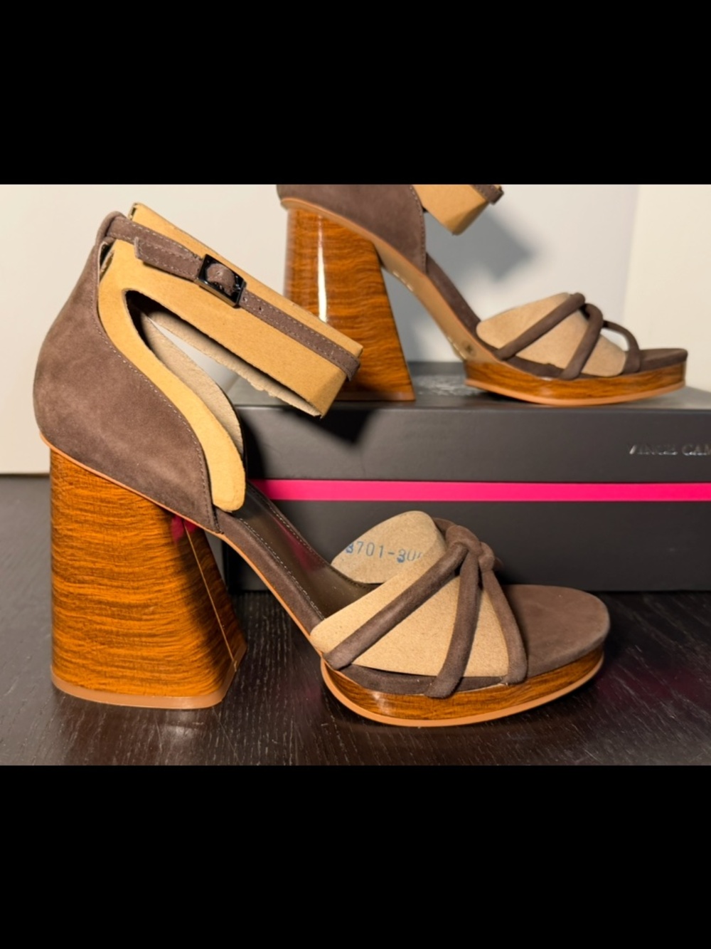 Vince Camuto Nanalee True Suede Heels Shoes Rootbeer Brown Womans 10M